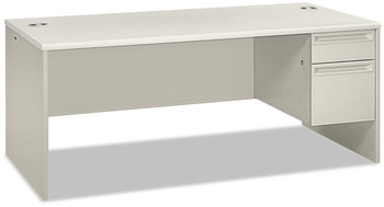 HON® 38000 Series™ Single Pedestal Desk Right 72" x 36" 30", Light Gray/Silver