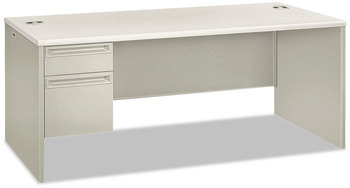 HON® 38000 Series™ Single Pedestal Desk Left 72" x 36" 30", Light Gray/Silver