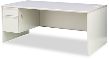 HON® 38000 Series™ Single Pedestal Desk Left 72" x 36" 29.5", Light Gray