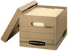 A Picture of product FEL-1277601 Bankers Box® STOR/FILE™ Basic-Duty Storage Boxes Letter/Legal Files, 12.5" x 16.25" 10.5", Kraft/Green, 12/Carton