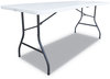 A Picture of product ALE-FR72H Alera® Fold-in-Half Resin Folding Table Rectangular, 72w x 29.63d 29.25h, White