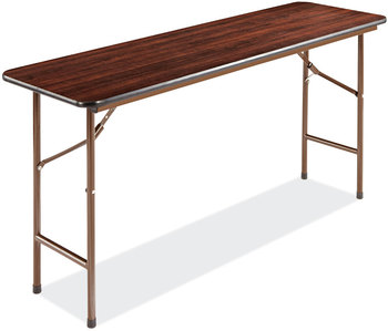 Alera® Rectangular Wood Folding Table 59.88w x 17.75d 29.13h, Mahogany
