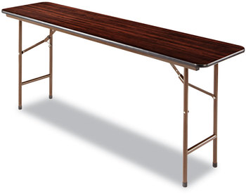 Alera® Rectangular Wood Folding Table 71.88w x 17.75d 29.13h, Mahogany