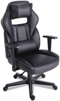 Alera® Racing Style Ergonomic Gaming Chair Supports 275 lb, 15.91" to 19.8" Seat Height, Black/Gray Trim Seat/Back, Base