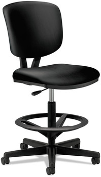 HON® Volt® Series Leather Adjustable Task Stool Supports Up to 275 lb, 22.88" 32.38" Seat Height, Black