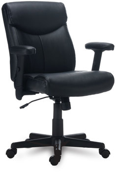 Alera® Harthope Leather Task Chair Supports Up to 275 lb, Black Seat/Back, Base