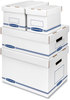 A Picture of product FEL-4662101 Bankers Box® Organizer Storage Boxes Small, 6.25" x 8.13" 6.5", White/Blue, 12/Carton