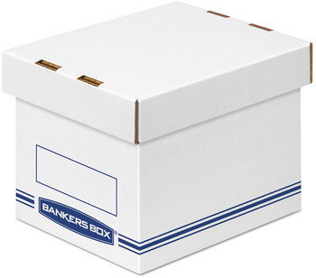 Bankers Box® Organizer Storage Boxes Small, 6.25" x 8.13" 6.5", White/Blue, 12/Carton