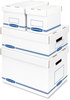 A Picture of product FEL-4662301 Bankers Box® Organizer Storage Boxes Large, 12.75" x 16.5" 6.5", White/Blue, 12/Carton