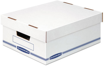 Bankers Box® Organizer Storage Boxes Large, 12.75" x 16.5" 6.5", White/Blue, 12/Carton