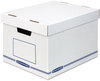 A Picture of product FEL-4662401 Bankers Box® Organizer Storage Boxes X-Large, 12.75" x 16.5" 10.5", White/Blue, 12/Carton