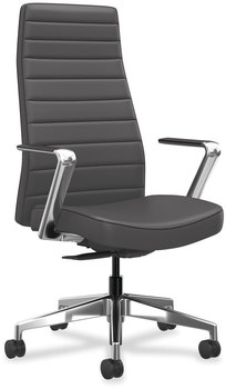 HON® Cofi™ Executive High Back Chair Supports Up to 300 lb, 15.5 20.5 Seat Height, Graphite Seat/Back, Polished Aluminum Base