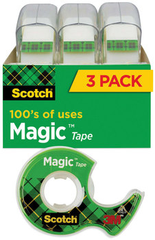 Scotch® Magic™ Tape in Handheld Dispenser 1" Core, 0.75" x 25 ft, Clear, 3/Pack