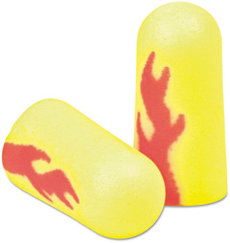 3M™ E·A·Rsoft™ Yellow Neon Blasts™ Soft Foam Earplugs E-A-Rsoft Cordless, Neon/Red Flame, 200 Pairs/Box