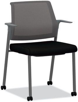HON® Cipher™ Mesh Back Guest Chair 24.25" x 24.13" 33.5", Black Seat, Charcoal Base, Ships in 7-10 Business Days