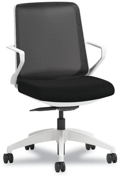 HON® Cliq™ Office Chair Supports Up to 300 lb, 17" 22" Seat Height, Black Seat/Back, White Base, Ships in 7-10 Business Days