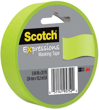Scotch® Expressions Masking Tape 3" Core, 0.94" x 20 yds, Lemon Lime
