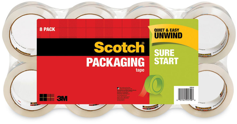 Scotch® Sure Start Shipping Packaging Tape with Dispenser, 1.88 in x 800 in