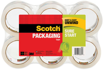 Scotch® Sure Start Packaging Tape 3" Core, 1.88" x 54.6 yds, Clear, 6/Pack