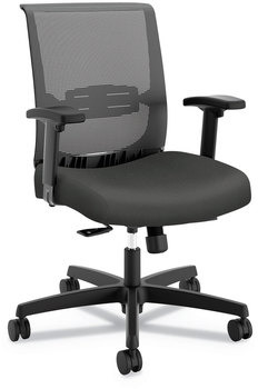 HON® Convergence® Mid-Back Task Chair Synchro-Tilt and Seat Glide, Supports Up to 275 lb, Iron Ore Black Back/Base