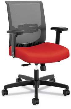 HON® Convergence® Mid-Back Task Chair Synchro-Tilt and Seat Glide, Supports Up to 275 lb, Red Black Back/Base