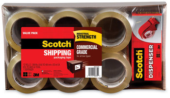 Scotch® 3750 Commercial Grade Packaging Tape with DP300 Dispenser, 3" Core, 1.88" x 54.6 yds, Clear, 12/Pack