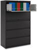 A Picture of product ALE-HLF4267BL Alera® Lateral File 5 Legal/Letter/A4/A5-Size Drawers, Black, 42" x 18.63" 67.63"