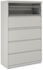 A Picture of product ALE-HLF4267LG Alera® Lateral File 5 Legal/Letter/A4/A5-Size Drawers, 1 Roll-Out Posting Shelf, Light Gray, 42" x 18.63" 67.63"
