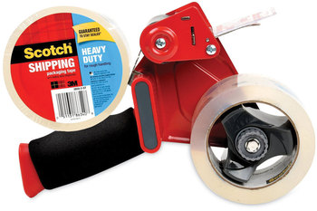 Scotch® Packaging Tape Dispenser Value Pack with Two Rolls of 3" Core, For Up to 2" x 60 yds, Red