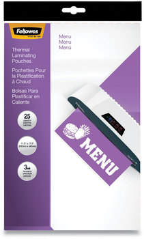 Fellowes® Laminating Pouches 3 mil, 12" x 18", Gloss Clear, 25/Pack