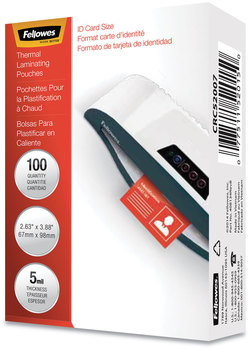 Fellowes® Laminating Pouches 5 mil, 3.88" x 2.63", Gloss Clear, 100/Pack