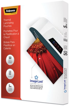 Fellowes® ImageLast™ Laminating Pouches with UV Protection 5 mil, 9" x 11.5", Clear, 50/Pack