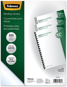 Fellowes® Crystals™ Transparent Presentation Covers for Binding Systems Clear, with Square Corners 11 x 8.5, Unpunched, 200/Pack