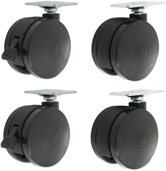 Alera® Casters for Height-Adjustable Table Bases Grip Ring Stem, 2" Wheel, Black, 4/Set