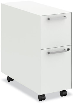 HON® Fuse™ Mobile Slim Pedestal File Left/Right, 2-Drawers: Box/File, Letter, Designer White, 10x23.25x21, Ships in 7-10 Bus Days