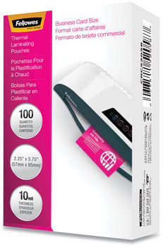 Fellowes® Laminating Pouches 10 mil, 3.75" x 2.25", Gloss Clear, 100/Pack