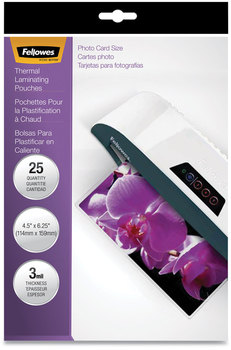 Fellowes® Laminating Pouches 3 mil, 4.5" x 6.25", Gloss Clear, 25/Pack