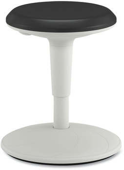 HON® Revel™ Adjustable Height Fidget Stool Ht Backless,Up to 250lb, 13.75" 18.5" Seat Ht,Black Seat/White Base, Ships in 7-10 Bus Days