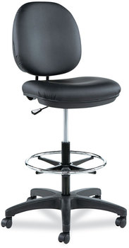 Alera® Interval Series Swivel Task Stool Supports Up to 275 lb, 23.93" 34.53" Seat Height, Black Faux Leather
