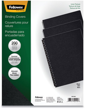 Fellowes® Expressions™ Linen Texture Presentation Covers for Binding Systems Black, 11.25 x 8.75, Unpunched, 200/Pack