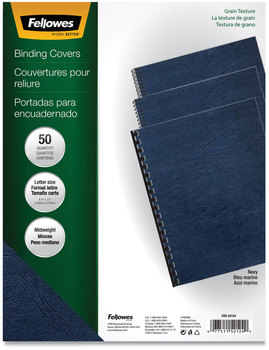 Fellowes® Expressions™ Classic Grain Texture Presentation Covers for Binding Systems System 11 x 8.5, Navy, 50/Pack