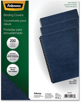 Fellowes® Expressions™ Classic Grain Texture Presentation Covers for Binding Systems Navy, 11.25 x 8.75, Unpunched, 200/Pack