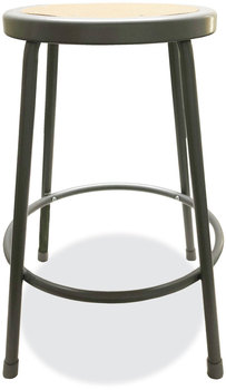 Alera® Industrial Metal Shop Stool Backless, Supports Up to 300 lb, 24" Seat Height, Brown Gray Base