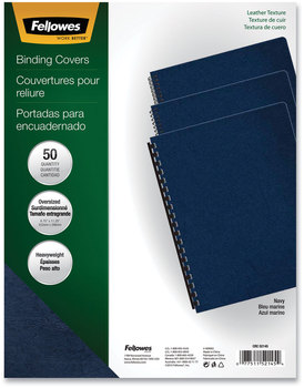 Fellowes® Executive Leather-Like Presentation Cover Navy, 11.25 x 8.75, Unpunched, 50/Pack