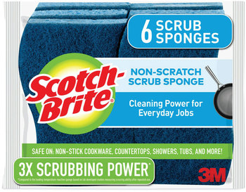 Scotch-Brite® Non-Scratch Multi-Purpose Scrub Sponge 4.4 x 2.6, 0.8" Thick, Blue, 6/Pack