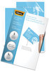 A Picture of product FEL-5220101 Fellowes® Self-Adhesive Laminating Pouches 5 mil, 3.88" x 2.38", Gloss Clear, 5/Pack