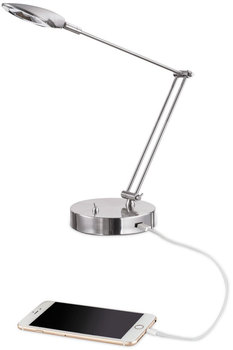 Alera® Adjustable LED Task Lamp with USB Port 11w x 6.25d 26h, Brushed Nickel