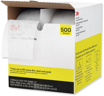 3M™ Easy Trap™ Duster Sweep & Dust Sheets 5" x 125 ft, White, 250 Sheet/Roll, 2 Rolls/Carton
