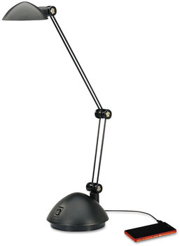 Alera® Twin-Arm Task LED Lamp with USB Port 11.88w x 5.13d 18.5h, Black
