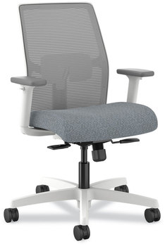 HON® Ignition® 2.0 4-Way Stretch Mid-Back Mesh Task Chair Posture Lock, Up to 300lb, Basalt Seat, Fog Back/White Base, Ships in 7-10 Bus Days